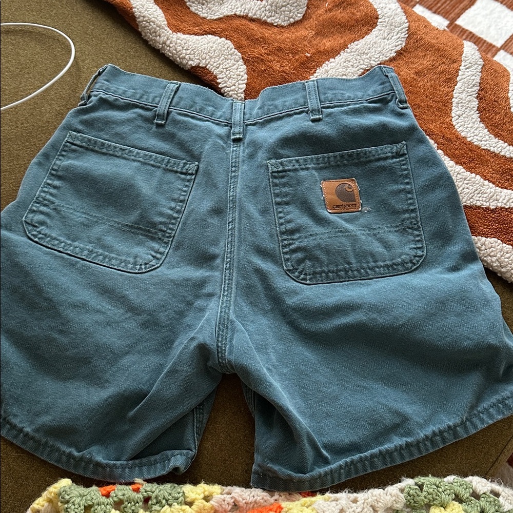 Mens 28 x 5.5 inch inseam Carhartt blue thick nice shorts